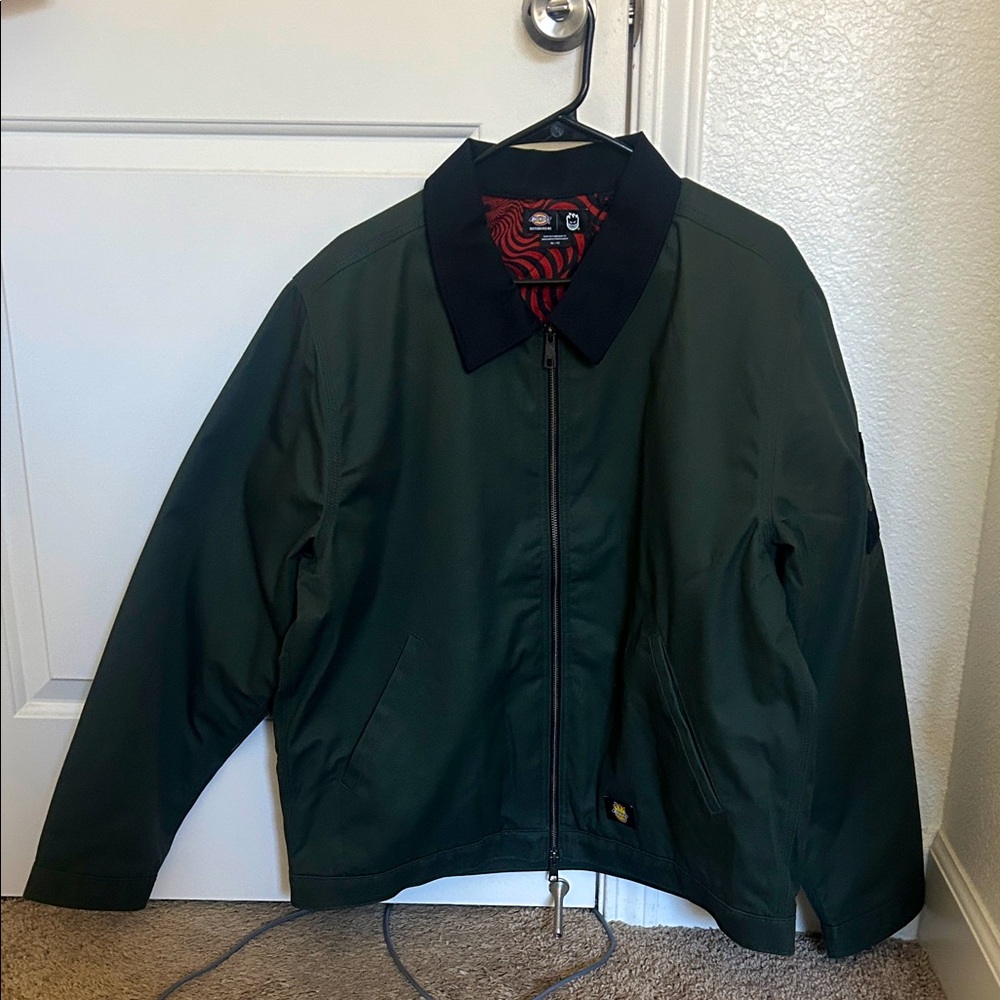 Dickies Dark Green Jacket with Navy Collar